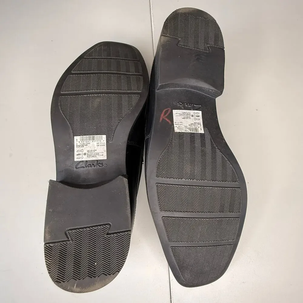 Clarks Men's Tilden Free Black Leather Loafers Size 11.5 W (Wide)